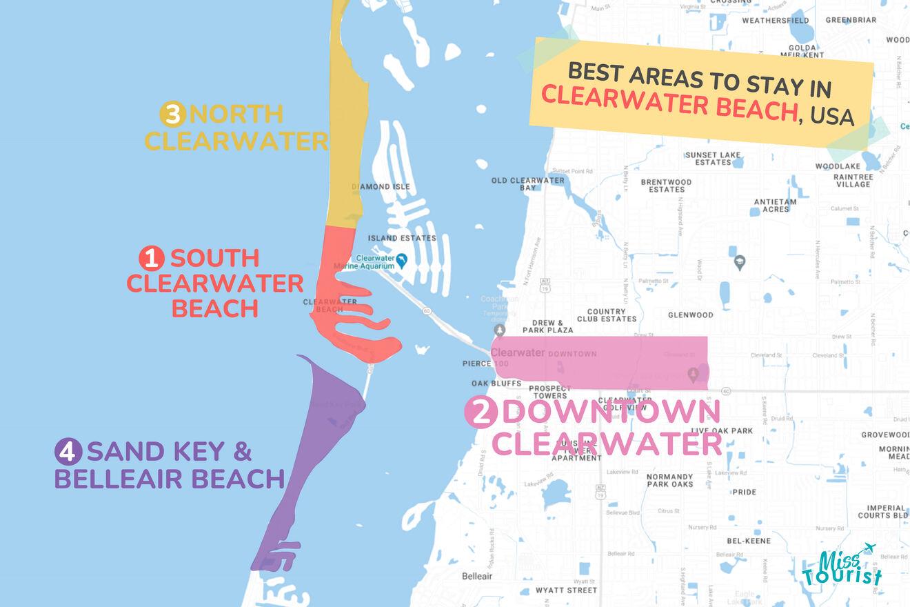 Map of best places to stay Clearwater